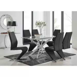 Furniture Box LIRA 120 Extending Dining Table and 6 Black Willow Chairs