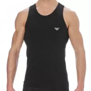 Emporio Armani Shiny Logoband Cotton Tank Top - Black L