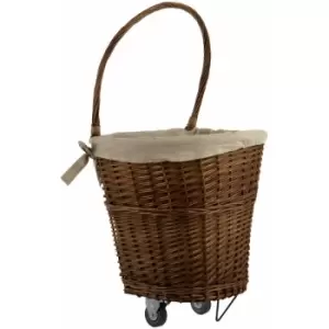 Premier Housewares - Natural Willow Basket On Wheels