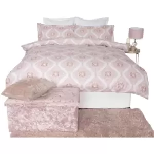 Belledorm Ava Duvet Cover Set (Double) (Blush) - Blush