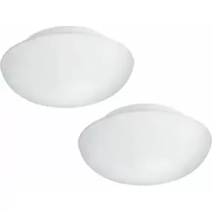 Loops - 2 pack Wall Flush Ceiling Light Colour White Shade White Glass Opal Matt 2x E27