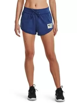 Under Armour Project Rock Terry Short, Blue, Size XS, Women