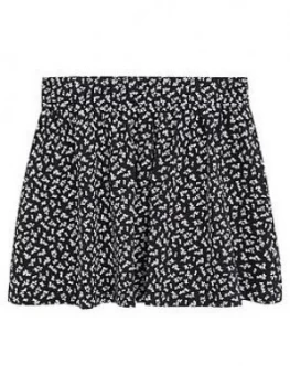 Mango Girls Floral Jersey Skirt - Black