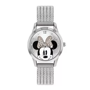 Disney Minnie Mouse Silver Stainless Steal Mesh Strap Watch MN8008