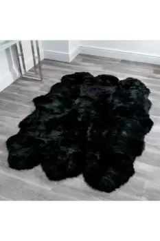 Sextuple Black Sheepskin Rug