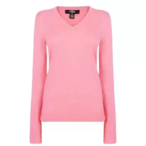 Callaway V Neck Knit Jumper Ladies - Pink