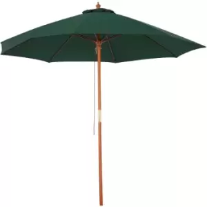 Outsunny 2.5m Wooden Garden Parasol Outdoor Umbrella Canopy w/ Vent Green