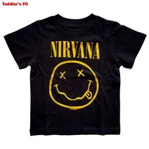 Nirvana - Yellow Smiley Kids 2 Years T-Shirt - Black