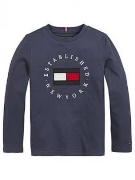 Tommy Hilfiger Boys Long Sleeve Heritage Logo T-Shirt - Navy, Size 8 Years