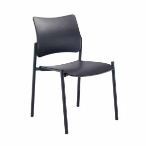 TC Office Florence Plastic Side Chair with Black Frame, Black