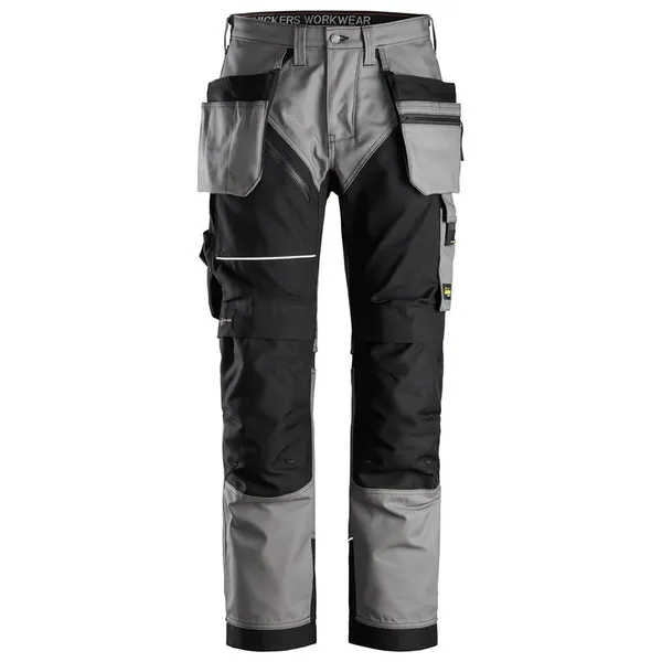 Snickers 6214 Mens Ruff Work Canvas Trousers Holster Pockets 62141804088 Colour: Grey / Black