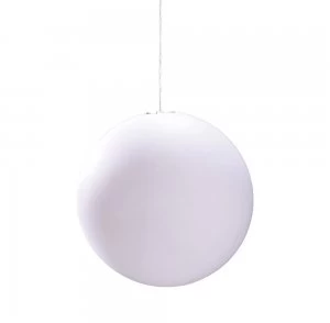 Globe Ceiling Pendant 1 Light E27 Large Outdoor IP44, Opal White