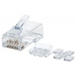 Intellinet RJ45 Modular Plugs Cat6A UTP 2-prong for stranded wire 15 gold plated contacts 80 pack