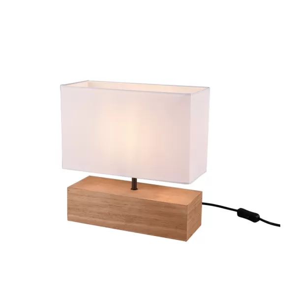 Woody Modern Table Lamp with Rectangle Shade Wood coloured White Shade