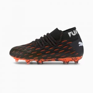 PUMA Future 6.1 NetFit FG/AG Youth Football Boots, Black/White/Shocking Orange Size 4 Shoes