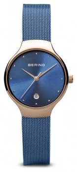 Bering Womens Classic Blue PVD Plated Blue Mesh Bracelet Watch