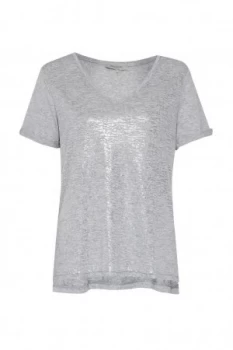 Great Plains Let It Shine V Neck T Shirt Silver Marl