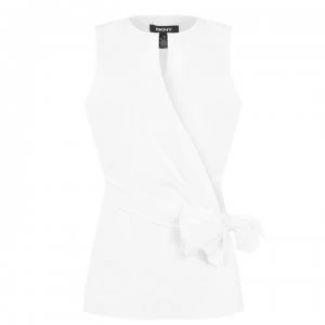 DKNY Sleeveless Wrap Top - White