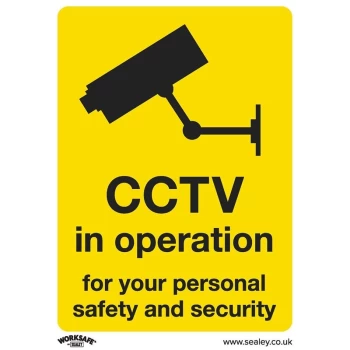 SS40V10 Warning Safety Sign - CCTV - Self-Adhesive Vinyl - Pack of 10 - Sealey