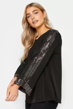 Sequin Trim Long Sleeve Top