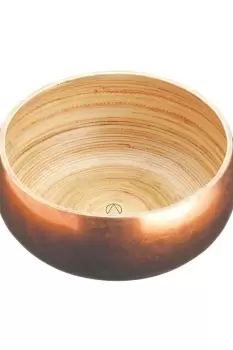 Copper Finish Bamboo Serving Bowl, 17cm, Labelled