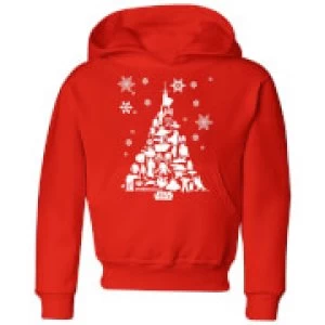 Star Wars Character Christmas Tree Kids Christmas Hoodie - Red - 9-10 Years