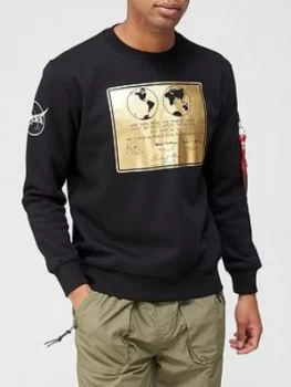 Alpha Industries Lunar Metallic Plaque Sweatshirt - Black, Size 2XL, Men