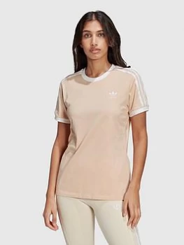 adidas Originals 3 Stripe T-Shirt - Blush, Blush, Size 8, Women