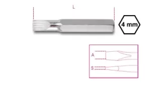 Beta Tools 1256LP Slot/Flat Screwdriver Bit (4mm Hex Shank) 0.3 x 1.5mm