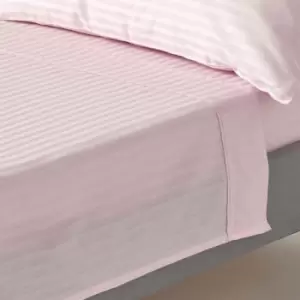 HOMESCAPES Dusky Pink Violet Egyptian Cotton Satin Stripe Flat Sheet 330 Thread Count, Super King - Dusky Pink Violet - Dusky Pink Violet