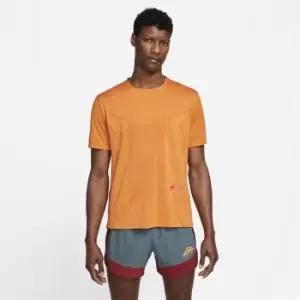 Nike Dri-FIT Rise 365 Mens Short-Sleeve Trail Running Top - Orange