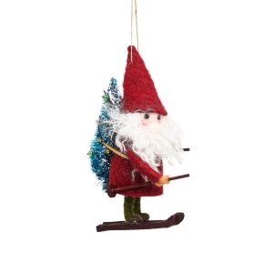 Sass & Belle Skiing Santa Felt Decoration