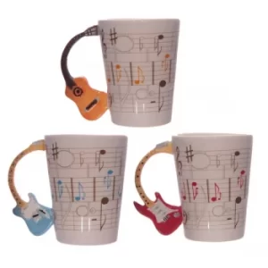 Novelty Guitar Shaped Handle Ceramic Mug (1 Random Supplied)