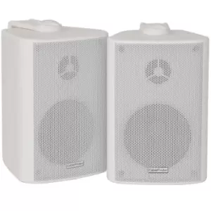 Pair 3" 2 Way Compact Stereo HiFi Speakers 60W 8Ohm White Mini Wall Mounted ABS