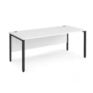 Office Desk 1800mm Rectangular Desk With Bench Leg White Tops With Black Frames Maestro 25