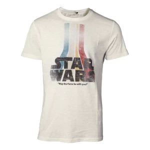 Star Wars: The Force Awakens - Retro Rainbow Logo Mens Small T-Shirt - White