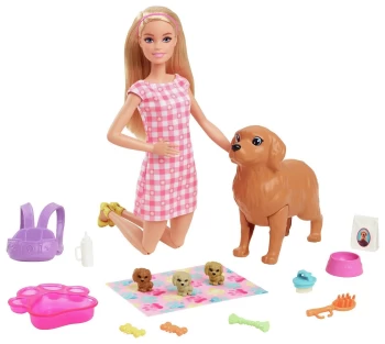 Barbie Newborn Pups Playset with Doll & Puppy Toys