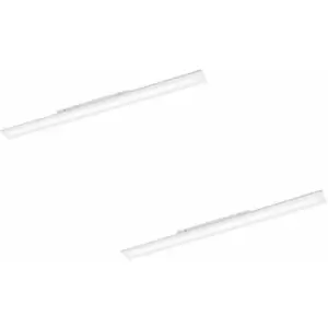 Loops - 2 pack Wall / Ceiling Light White 1195mm Slim Strip Panel 36W LED 4000K