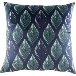 Evans Lichfield Eden Leaves Cushion Cover (One Size) (Navy/Green)