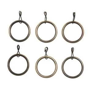 Colours Brass effect Metal Curtain ring Dia16mm Pack of 6