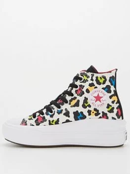 Converse Chuck Taylor All Star Move Leopard Print Platform ChildrenS Trainers - Pink/Black