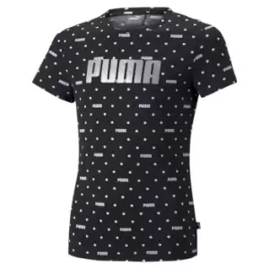 Puma Graphic AOP T Shirt Junior Girls - Black