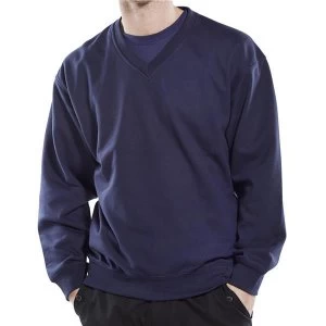 Click Workwear Sweatshirt V Neck Polycotton 300gsm M Navy Blue Ref