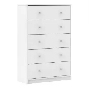 May 5 Drawer Bedroom Chest, white