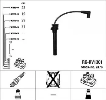 NGK RC-RV1301 Ignition Lead Set NTK Inductive Resistor 4 Circuit