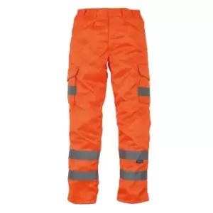 Yoko Mens Hi-Vis Cargo Trousers With Knee Pad Pockets (34in Long) (Orange)