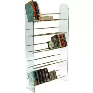 LUXOR - 5 Tier 285 CD / 195 DVD Media Storage Shelf Rack - Glass / Chrome - Silver