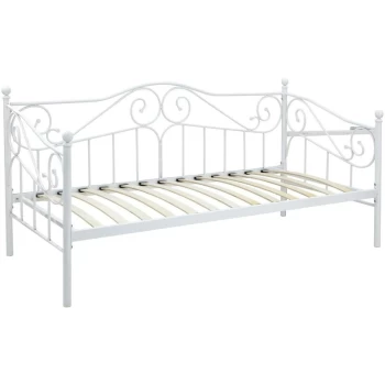 GFW - Madison Metal Day Bed Guest Bed - White 3ft Single 90 x 190