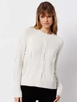 Superdry Studios Cable Knit Jumper - Off White, Size 10, Women