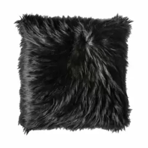 Crossland Grove Mongolian Faux Cushion Black 550x550mm